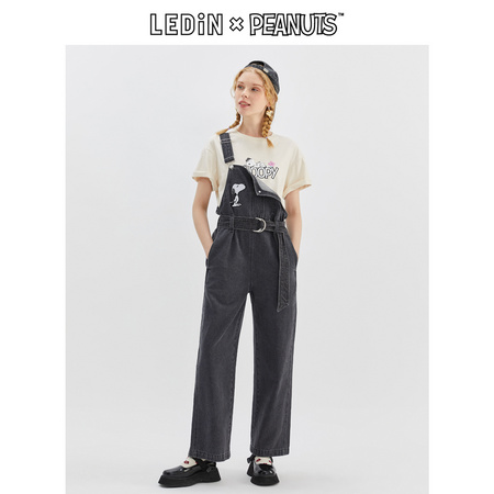 LEDIN 乐町 C3HAB1301 女士刺绣牛仔背带裤