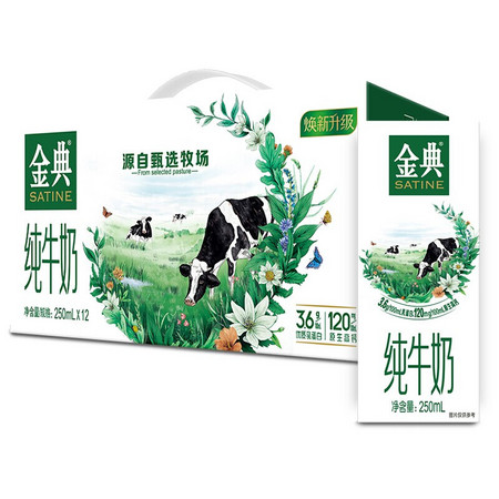 yili 伊利 金典纯牛奶 250ml*12盒/箱
