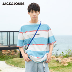 杰克琼斯 21新款 男复古宽松条纹T恤