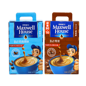 麦斯威尔 3合1速溶 原味/特浓咖啡 100条 69.9元61预售价