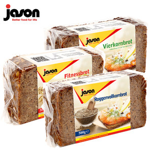 天猫超市吃 德国捷森 全麦面包低脂500g*3袋