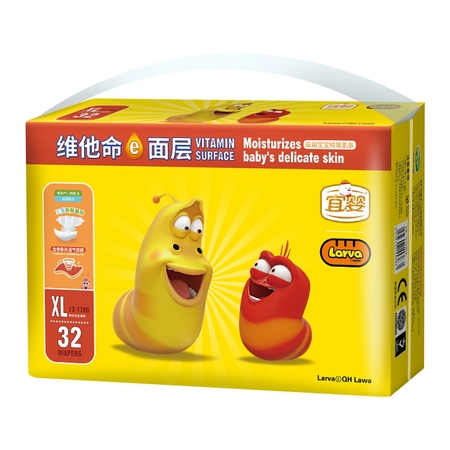 88VIP：宜婴 爆笑虫子 维E纸尿裤 XL32片