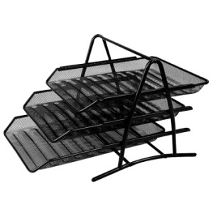 deli 得力 9181 商务三层金属文件盘 黑色 单个装