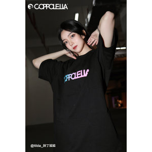 太平鸟旗下 COPPOLELLA 情侣款 小恐龙潮牌渐变短袖T恤