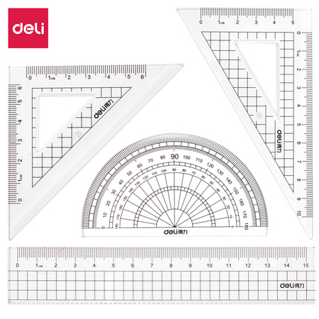 凑单品：deli 得力 72002 学生基础款套尺 4件套
