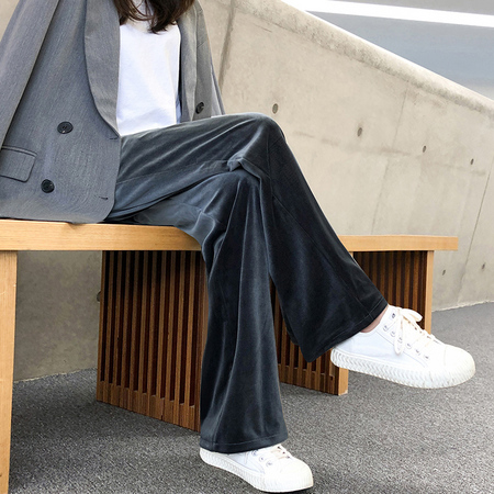 玛索嘉 886 女士高腰宽松金丝绒阔腿裤