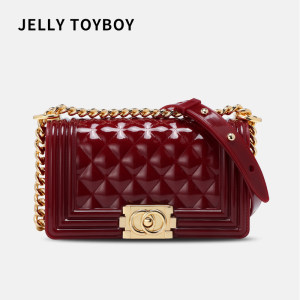 香港潮牌 jellytoyboy 女果冻包格纹小方包