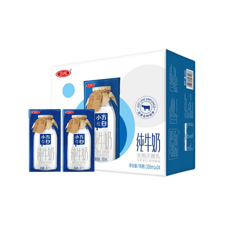 88VIP：SANYUAN 三元 小方白纯牛奶 200ml*24盒