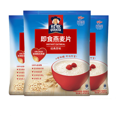 QUAKER 桂格 原味即食燕麦袋 1478g*3包