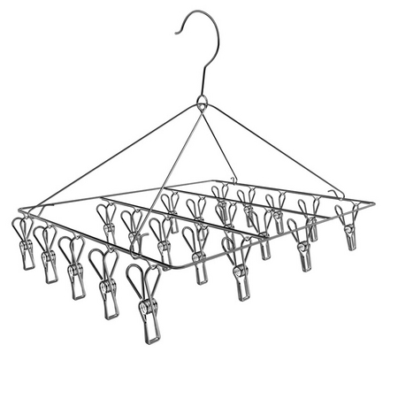 爱宝奇 不锈钢晒袜子圆盘凉晾衣架 30*25cm/20夹