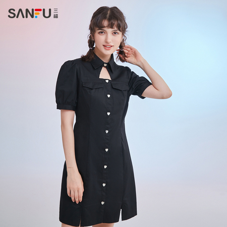 SANFU 三福 5500977 泡泡袖连衣裙